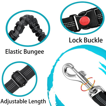 Adjustable Heavy Duty Striped Nylon Dog Car Seat Belt Traction Rope for All Breeds Safe Car Rides