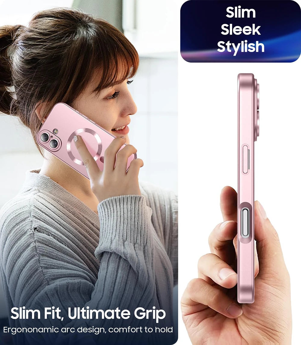 Magsafe Compatible Wireless Charge Phone Case for iPhone 16/15/14/13/12/11 pro Max plus - Magnetic Shockproof Silicone Cover with Camera Protection