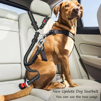 Adjustable Heavy Duty Striped Nylon Dog Car Seat Belt Traction Rope for All Breeds Safe Car Rides