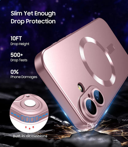 Magsafe Compatible Wireless Charge Phone Case for iPhone 16/15/14/13/12/11 pro Max plus - Magnetic Shockproof Silicone Cover with Camera Protection