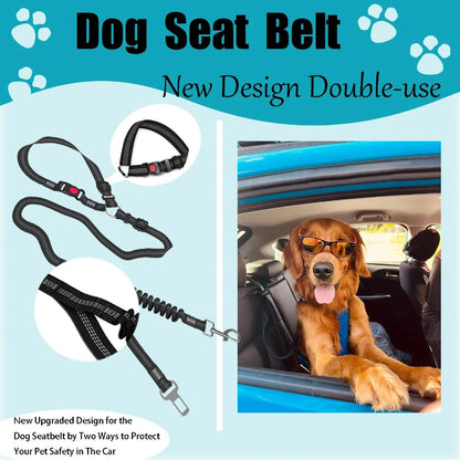 Adjustable Heavy Duty Striped Nylon Dog Car Seat Belt Traction Rope for All Breeds Safe Car Rides