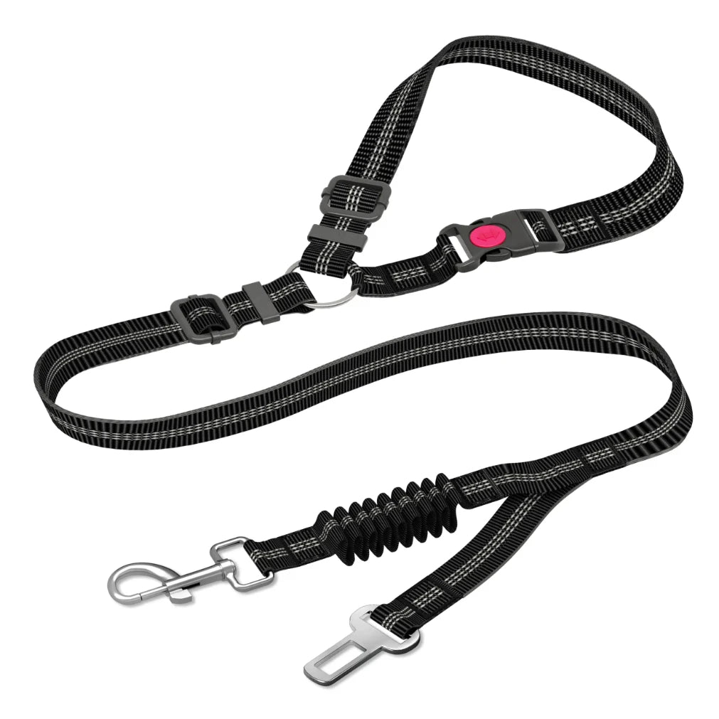 Adjustable Heavy Duty Striped Nylon Dog Car Seat Belt Traction Rope for All Breeds Safe Car Rides
